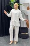 Damla Pantolonlu Takım Beyaz