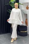 Damla Pantolonlu Takım Beyaz