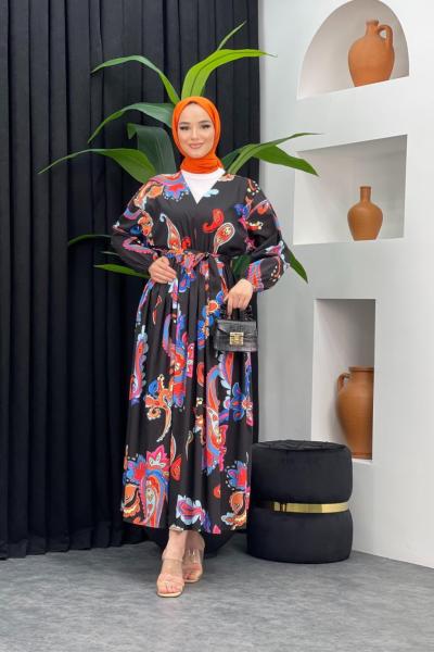 Desenli Beymen Elbise Turuncu