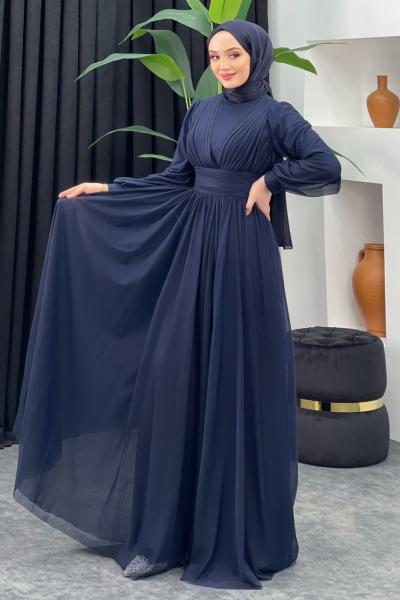 Destan Şifon Abiye Lacivert