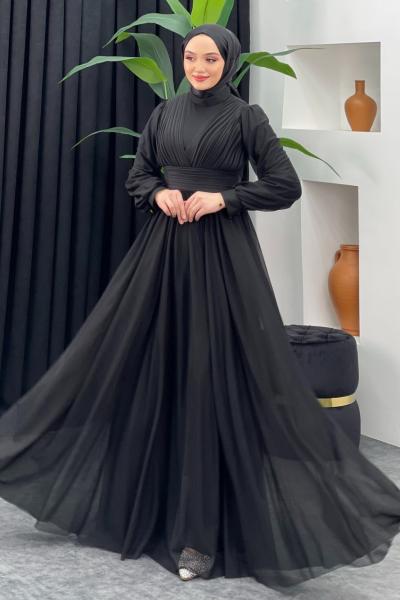 Destan Şifon Abiye Siyah