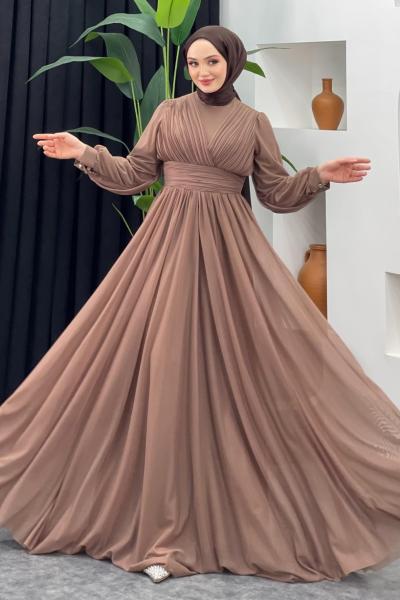 Destan Şifon Abiye Kahverengi