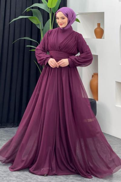 Destan Şifon Abiye Mürdüm