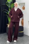 Diana Pantolonlu Takım Bordo