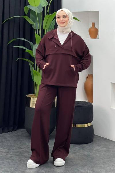 Diana Pantolonlu Takım Bordo