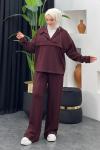Diana Pantolonlu Takım Bordo