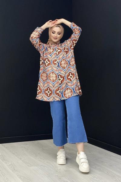 Dijital Baskılı Gömlek Kiremit