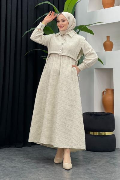 Dilan Simli Elbise Taş Rengi