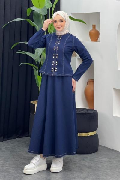 Doğa Kot Etekli Takım Koyu Mavi