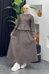 Doğa Kot Etekli Takım Kahverengi