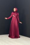 Duygu Saten Abiye Bordo