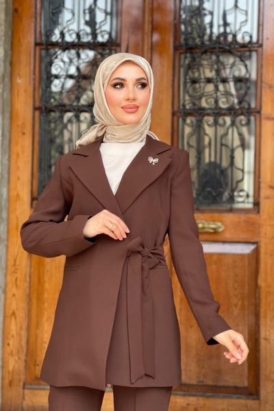 Ecem Ceketli Takım Kahverengi