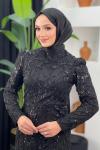 Ekim Taşlı Abiye Siyah