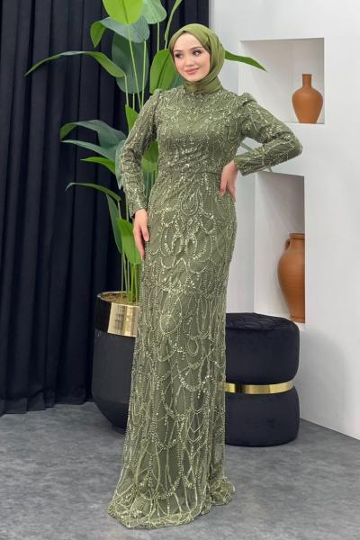 Ekim Taşlı Abiye Haki Yeşili