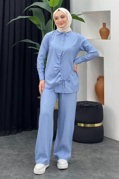 Elvan Pantolonlu Takım Bebe Mavisi
