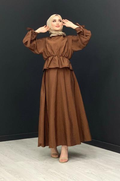 Eva Etekli Takım Kahverengi