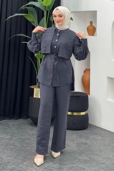 Ezgi Pantolonlu Takım Antrasit