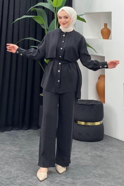 Ezgi Pantolonlu Takım Siyah