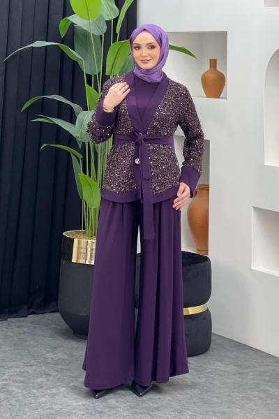 Fenomen Üçlü Abiye Takım Mor