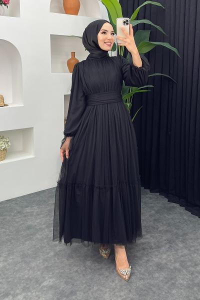 Feriha Tül Elbise Siyah