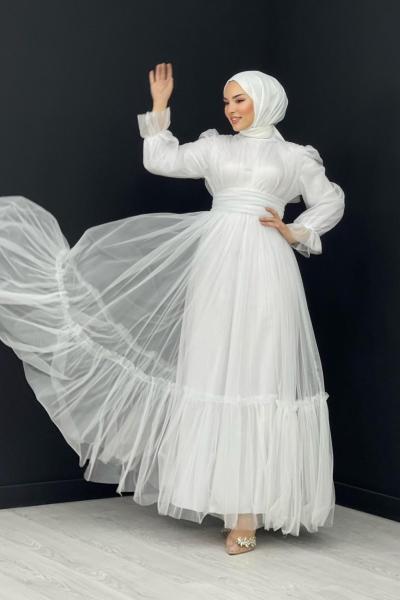 Feriha Tül Elbise Beyaz