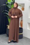 Fermuarlı Namaz Elbisesi Kahverengi