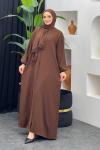 Fermuarlı Namaz Elbisesi Kahverengi