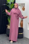 Fermuarlı Namaz Elbisesi Gül Kurusu