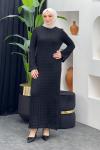 Fileli Elbise Siyah