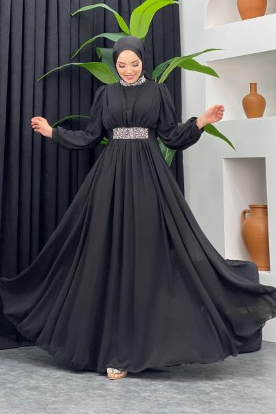 Firdevs Şifon Abiye Siyah