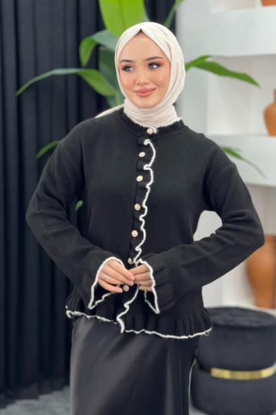 Fırfırlı Hırka Siyah