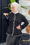 Fırfırlı Hırka Siyah
