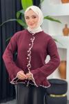 Fırfırlı Hırka Bordo