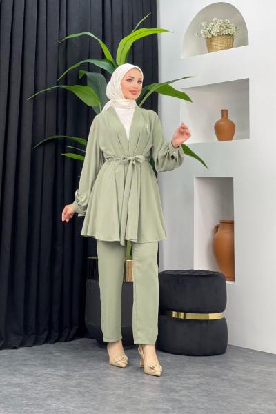 Gökyüzü Pantolonlu Takım Mint Yeşili