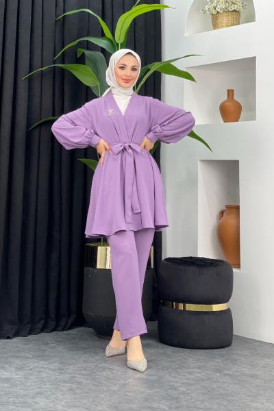 Gökyüzü Pantolonlu Takım Lila
