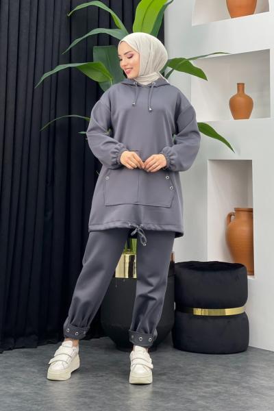 Gölge Scuba Pantolonlu Takım Gri
