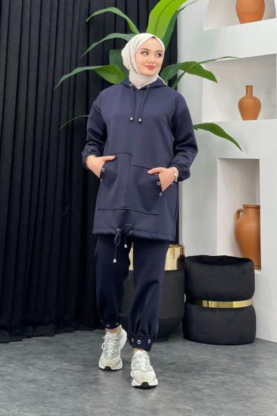 Gölge Scuba Pantolonlu Takım Lacivert