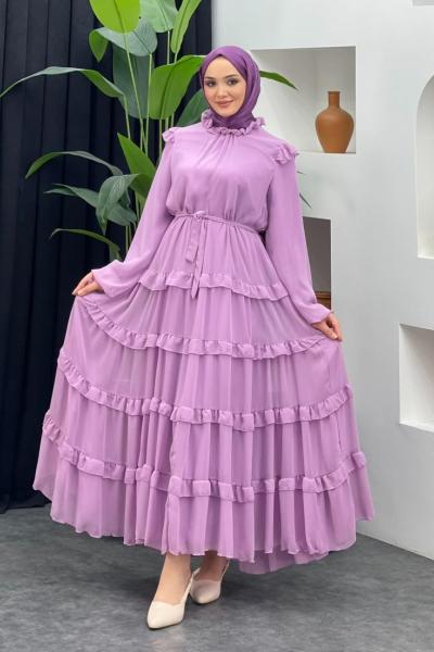 Gonca Şifon Elbise Pembe