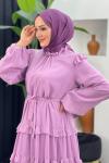 Gonca Şifon Elbise Pembe