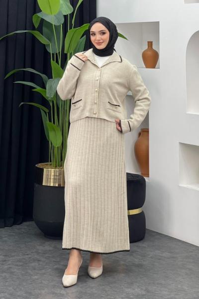 Gonca Triko Etekli Takım Taş Rengi