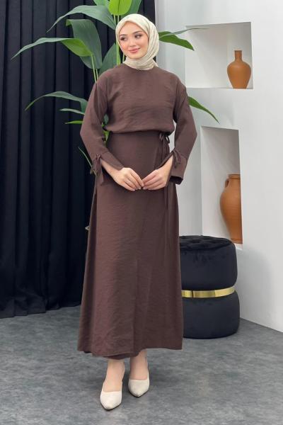Gülce Etekli Takım Kahverengi