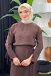 Gülce Etekli Takım Kahverengi