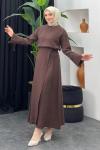 Gülce Etekli Takım Kahverengi