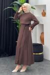Gülce Etekli Takım Kahverengi