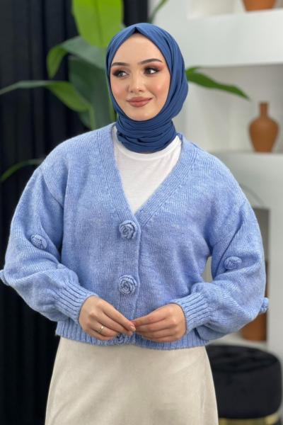 Güllü Hırka Bebe Mavisi