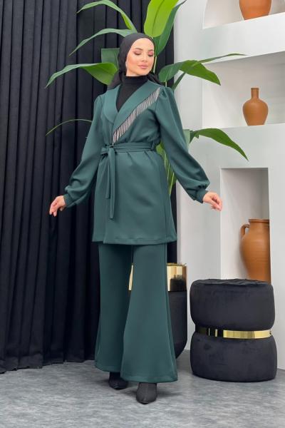 Hale Scuba Pantolonlu Takım Zümrüt