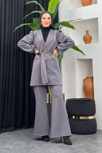 Hale Scuba Pantolonlu Takım Gri
