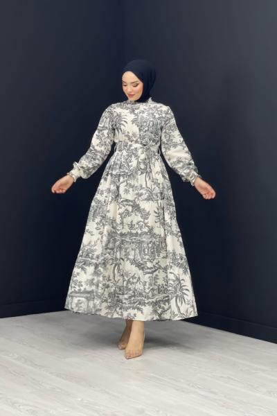 Hawaii Keten Elbise Siyah