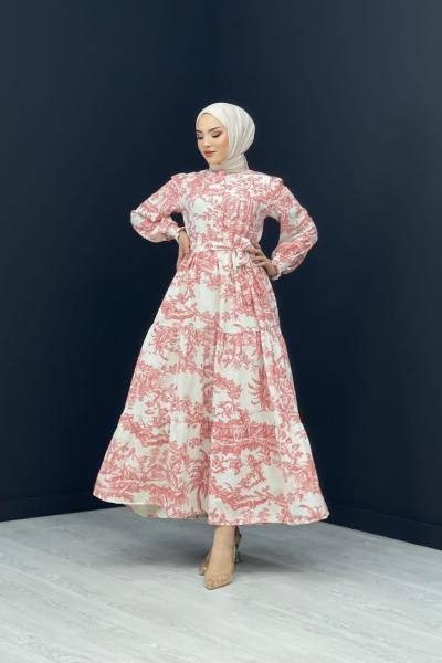 Hawaii Keten Elbise Gül Kurusu