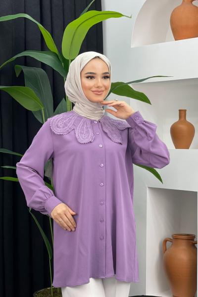 Hazır Yakalı Tunik Lila